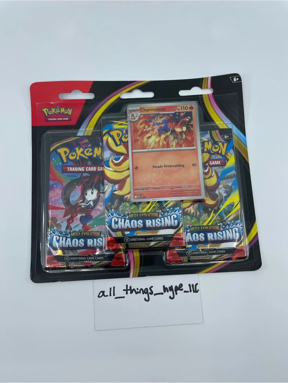 Pokemon TCG Mega Evolution Chaos Rising 3-Pack Blister Charmeleon Promo Sealed